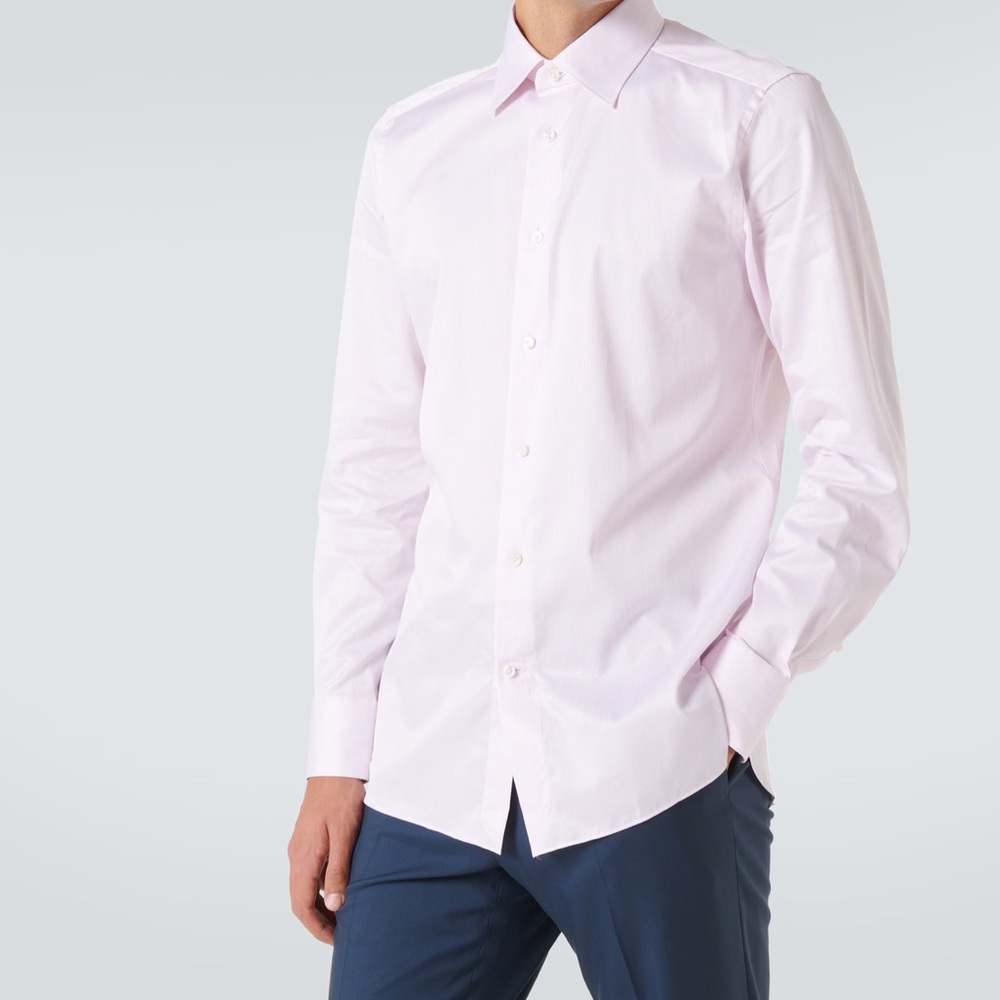 Ermenegildo Zegna Trofeo Luxury Men’s Light Pink Dress Shirt Sz Medium